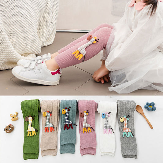 Spring Autum Cute Deer Girl Trousers High Quality Cotton Girls; Leggings Soft Knitted Pants for Children Legging, 1 to 8 Years