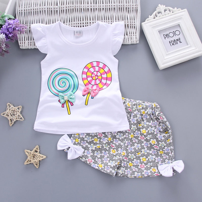 2 Stück Baumwolle Mädchen Kleidung Sets Sommer Weste Ärmellose Kinder Sets Mode Mädchen Kleidung Anzug Casual Floral Outfits