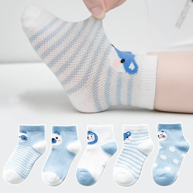 5Pairs / lot Kleinkind-Baby-Socken-Sommer-Ineinander greifen-dünne Baby-Socken für Mädchen-Baumwollneugeborenes Baby-Mädchen-Socken-preiswertes Material