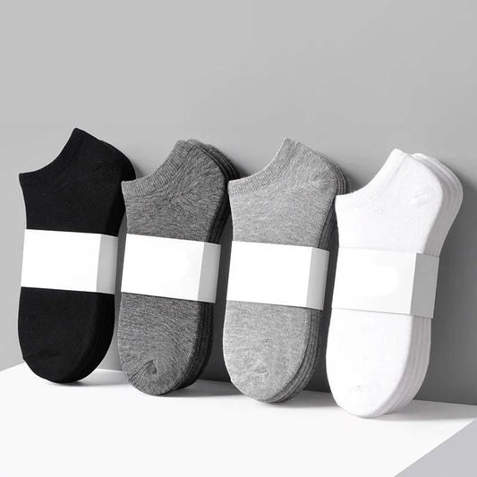 5 paires/lot coupe basse hommes chaussettes couleur unie noir blanc gris respirant coton chaussettes de sport mâle chaussettes courtes femmes hommes