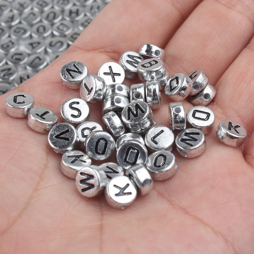 Mixed Letter Acrylic Beads Round Flat Alphabet Digital Cube Loose Spacer Beads For Jewelry Making Handmade Diy Bracelet Necklace