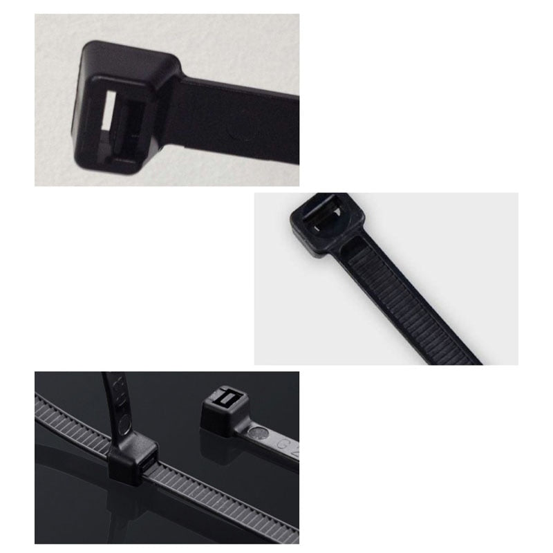 Self-locking plastic nylon cable tie 100 pieces black, cable tie fastening ring, industrial cable tie cable tie set