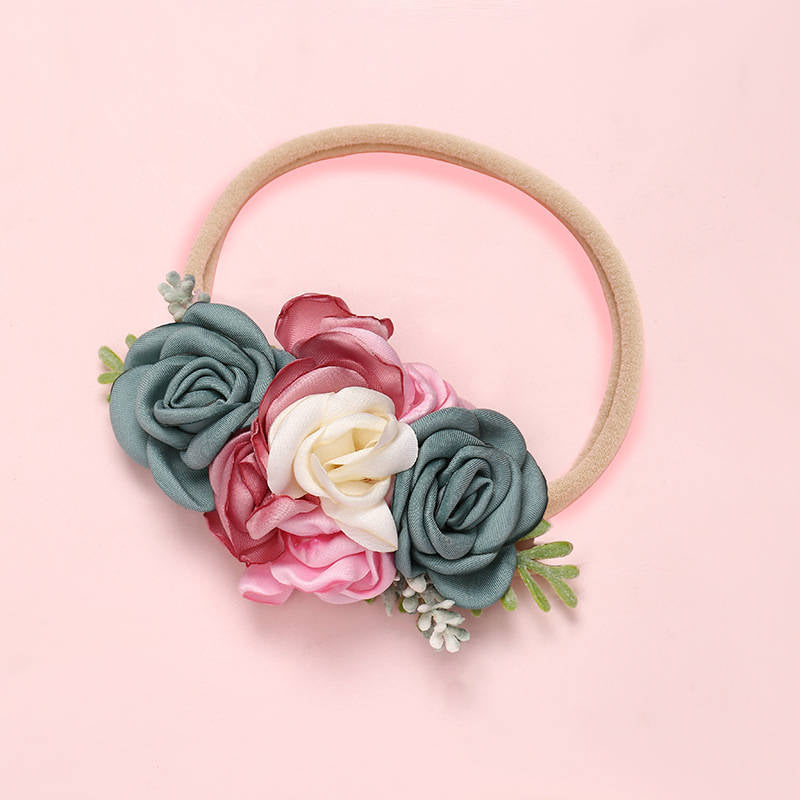 Shiny Fashion Florals Headband Newborn Baby Elastic Princess Hairbands Child Kids Pearl Fresh Style Cute Headwear Gifts