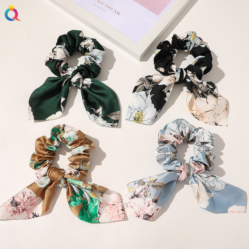 Chiffon Bowknot Elastische Haarbänder für Frauen Mädchen einfarbig Scrunchies Stirnband Haargummis Pferdeschwanzhalter Haarschmuck