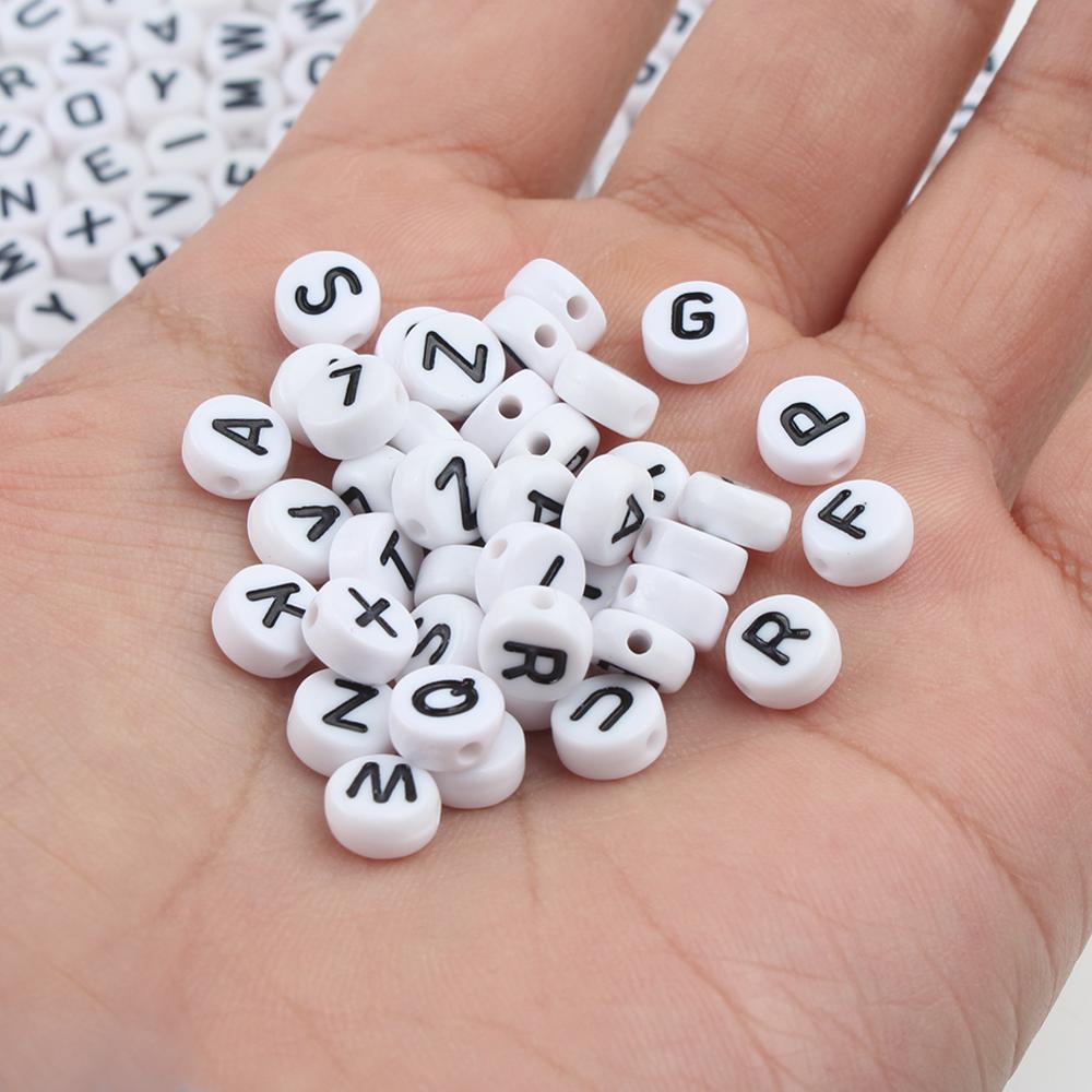 Mixed Letter Acrylic Beads Round Flat Alphabet Digital Cube Loose Spacer Beads For Jewelry Making Handmade Diy Bracelet Necklace