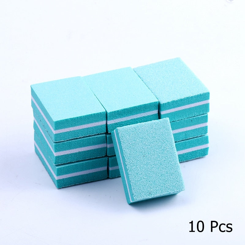 25/50pcs / lot Mini blocs de lime à ongles double face Éponge colorée Vernis à ongles Bandes de tampon de ponçage Outils de manucure de polissage