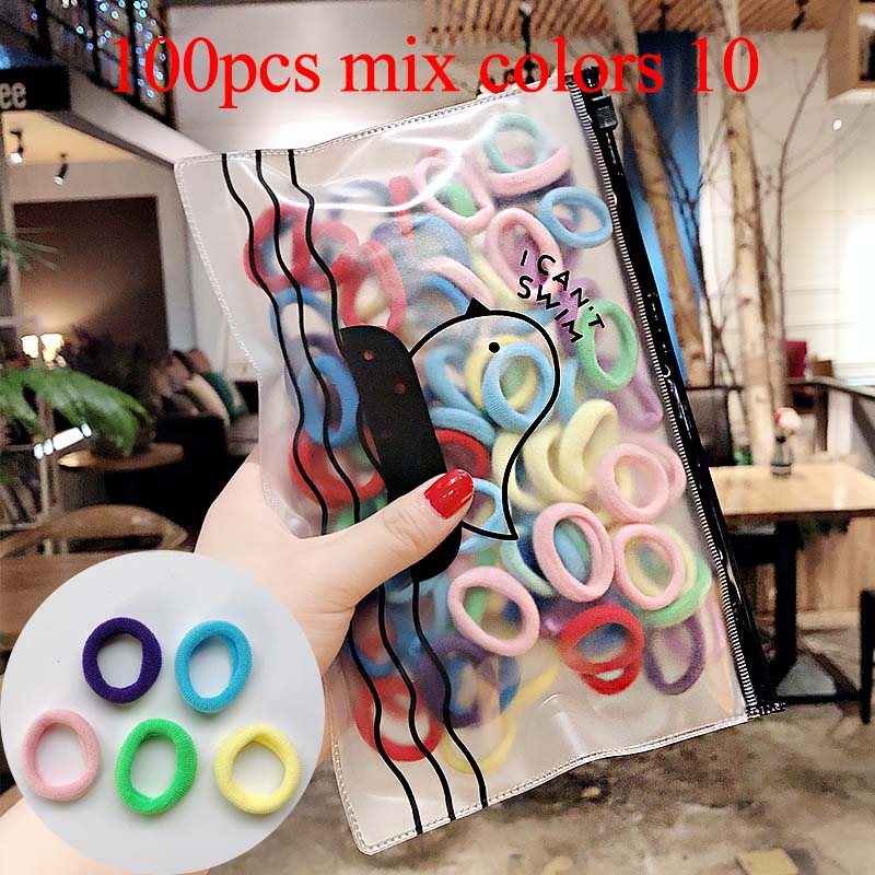 50/100 teile/satz Mädchen Bunte Nylon Kleine Elastische Haarbänder Kinder Pferdeschwanz Halter Scrunchie Stirnband Kinder Haarschmuck