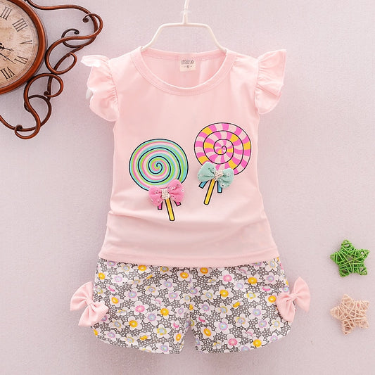 2 Stück Baumwolle Mädchen Kleidung Sets Sommer Weste Ärmellose Kinder Sets Mode Mädchen Kleidung Anzug Casual Floral Outfits