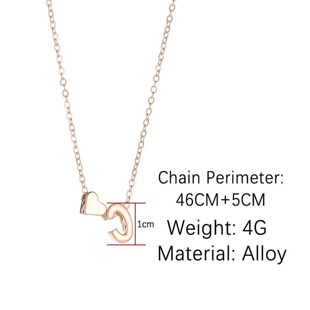 Mode petit coeur délicat collier Initial or argent couleur lettre nom collier ras du cou pour les femmes pendentif bijoux cadeau