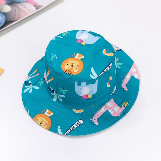 Summer Children Cotton Cartoon Bucket Cap For Boys Printing Floral Baby Girls Sun Hat Flower Kids Bonnet