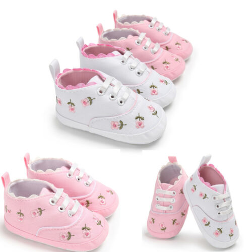 Summer Baby Infant Girl Soft Sole Crib Toddler Canvas Cute Flower Sneaker Shoes