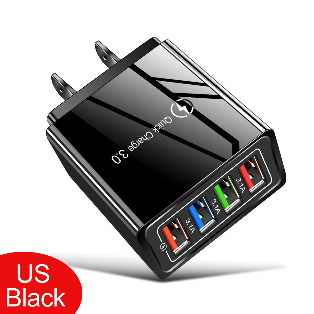 EU / US-Stecker USB-Ladegerät Quick Charge 3.0 für Telefonadapter für iPhone 12 Pro Max Tablet Portable Wall Mobile Charger Fast Charger