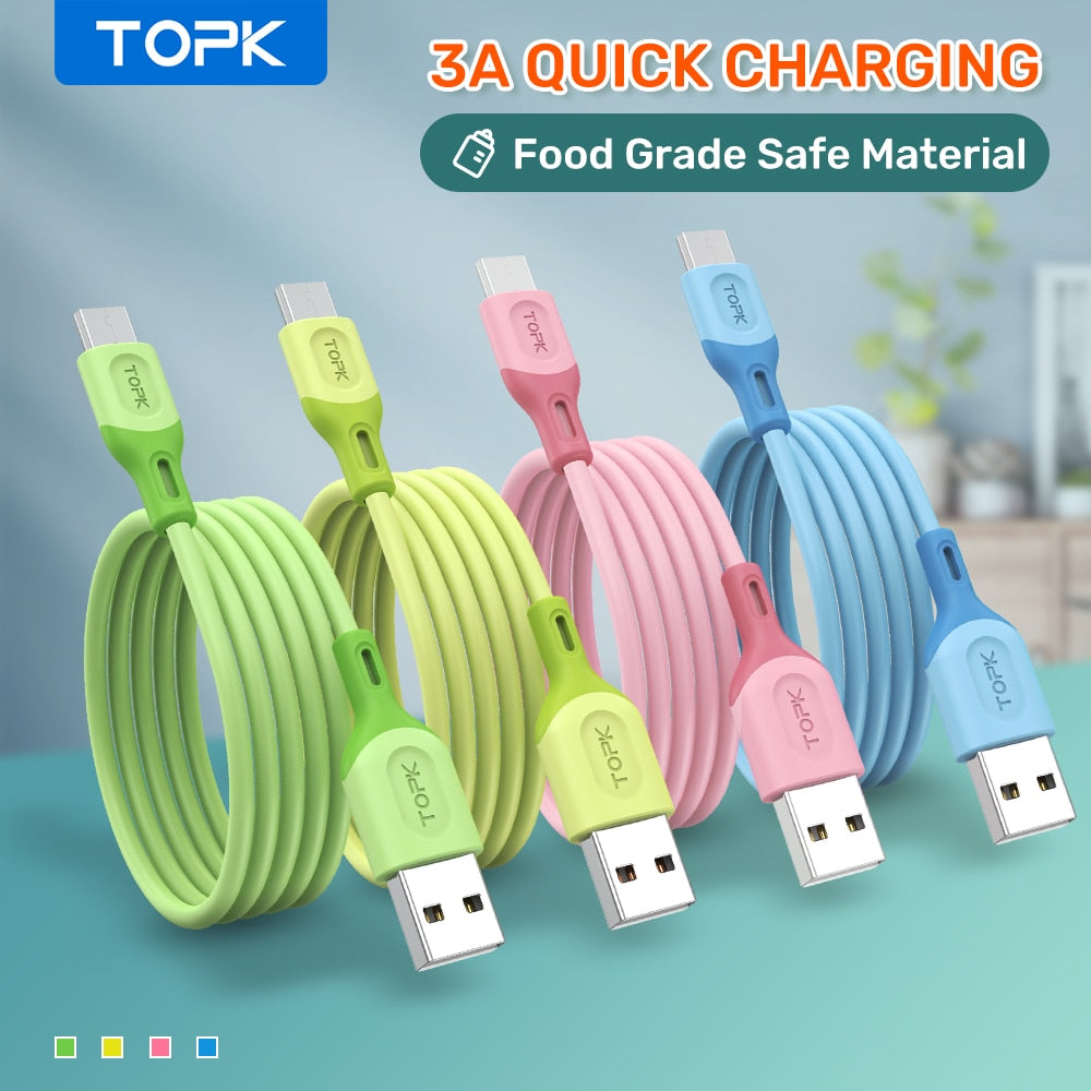 Micro USB Type C Cable, Fast Charging Liquid Silicone Mobile Phone Data Cable