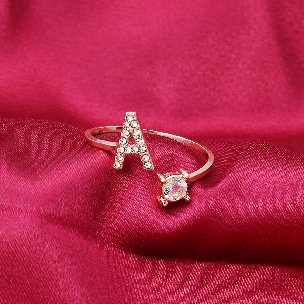 AZ Brief Einstellbare Öffnungsringe Für Frauen Paar Alphabet Name Männer Initialen Ring Männer Hochzeit Finger Schmuck anillos mujer