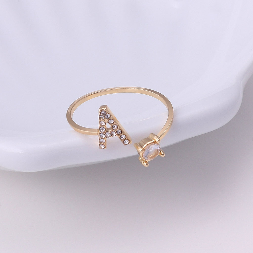 A-Z Letter Adjustable Opening Rings For Women Couple Alphabet Name Men Initials Ring Men Wedding Finger Jewelry anillos mujer