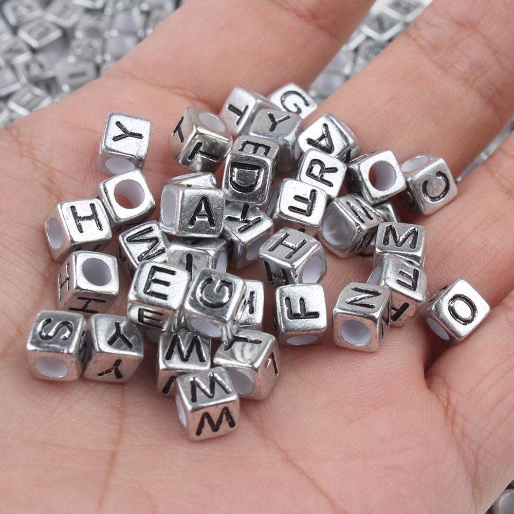 Mixed Letter Acrylic Beads Round Flat Alphabet Digital Cube Loose Spacer Beads For Jewelry Making Handmade Diy Bracelet Necklace