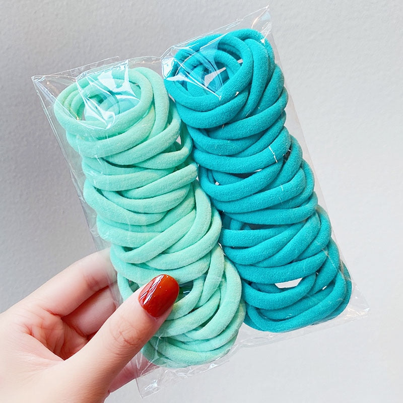 50/100 teile/satz Mädchen Bunte Nylon Kleine Elastische Haarbänder Kinder Pferdeschwanz Halter Scrunchie Stirnband Kinder Haarschmuck