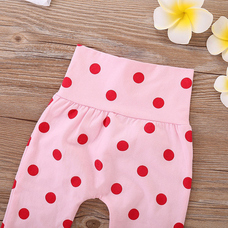 Frühling Herbst Baumwolle Neugeborenes Baby Mädchen Kleidung 0-3 Monate Polka Dot Unisex Säuglingskleidung Set Junge 3-teilige Kleidung mit Hut