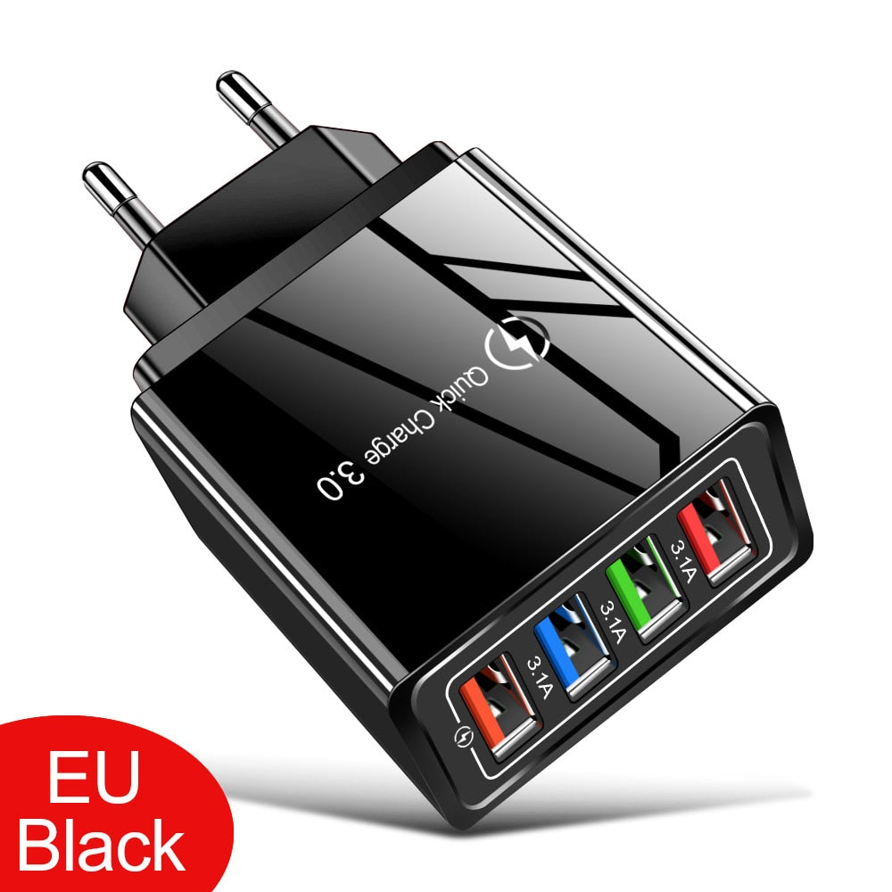 EU / US-Stecker USB-Ladegerät Quick Charge 3.0 für Telefonadapter für iPhone 12 Pro Max Tablet Portable Wall Mobile Charger Fast Charger