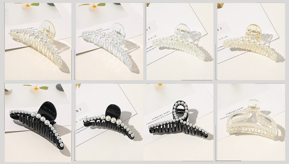 Hyperbole Big Pearls Acrylic Hair Claw Clips Big Size Makeup Hair Styling Barrettes for Women Hair Accessories