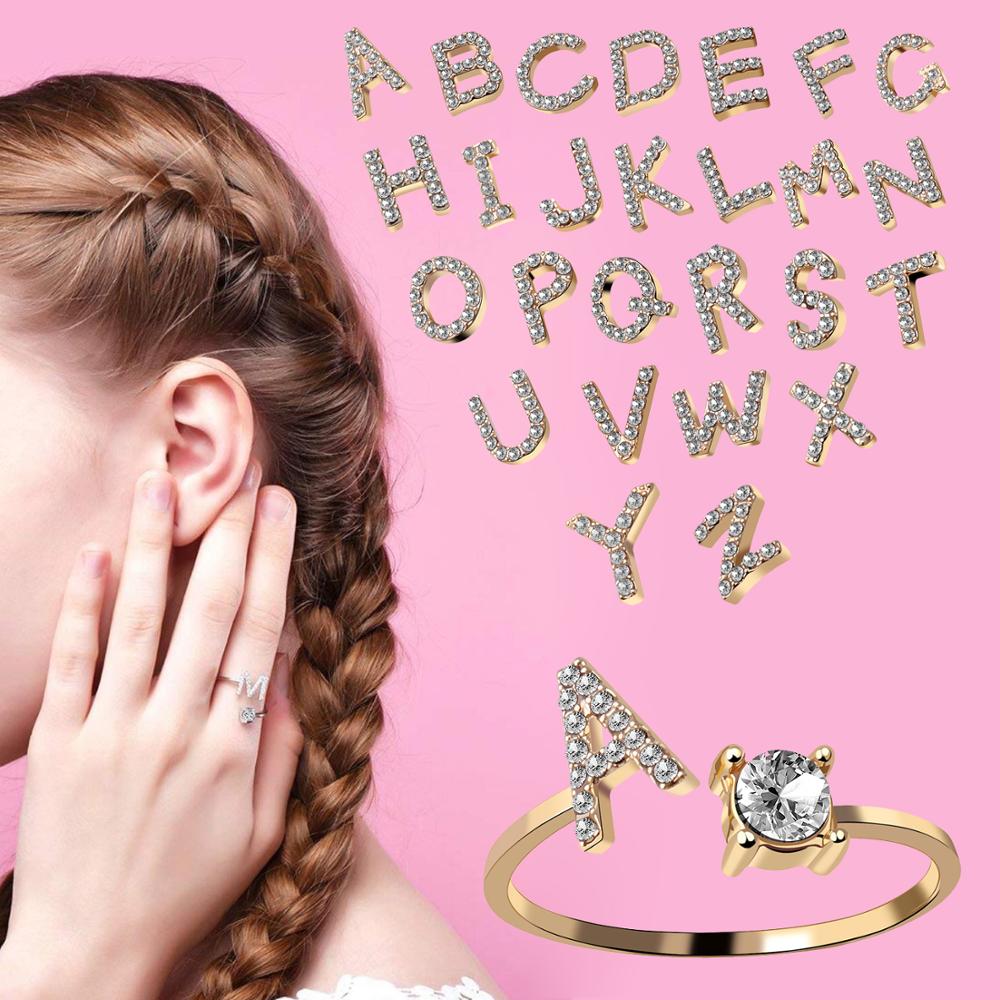 AZ Brief Einstellbare Öffnungsringe Für Frauen Paar Alphabet Name Männer Initialen Ring Männer Hochzeit Finger Schmuck anillos mujer