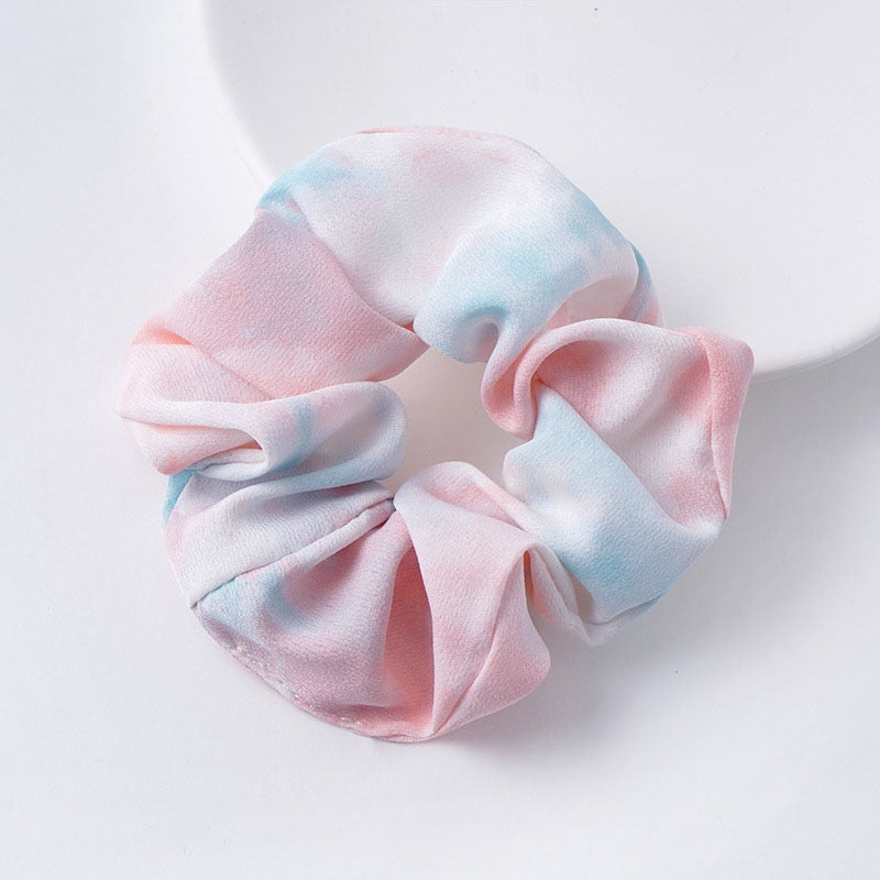 Frauen Silk Scrunchie elastisches handgemachtes mehrfarbiges Haarband Pferdeschwanz Halter Stirnband Haarschmuck Satin Seide einfarbig