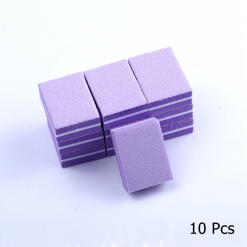 25/50pcs / lot Mini blocs de lime à ongles double face Éponge colorée Vernis à ongles Bandes de tampon de ponçage Outils de manucure de polissage