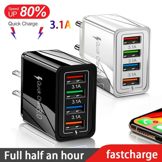 EU / US-Stecker USB-Ladegerät Quick Charge 3.0 für Telefonadapter für iPhone 12 Pro Max Tablet Portable Wall Mobile Charger Fast Charger