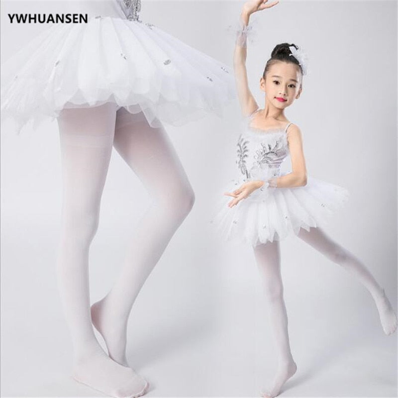 Été printemps couleur bonbon enfants collants Ballet danse collants pour filles bas enfants velours solide blanc collants