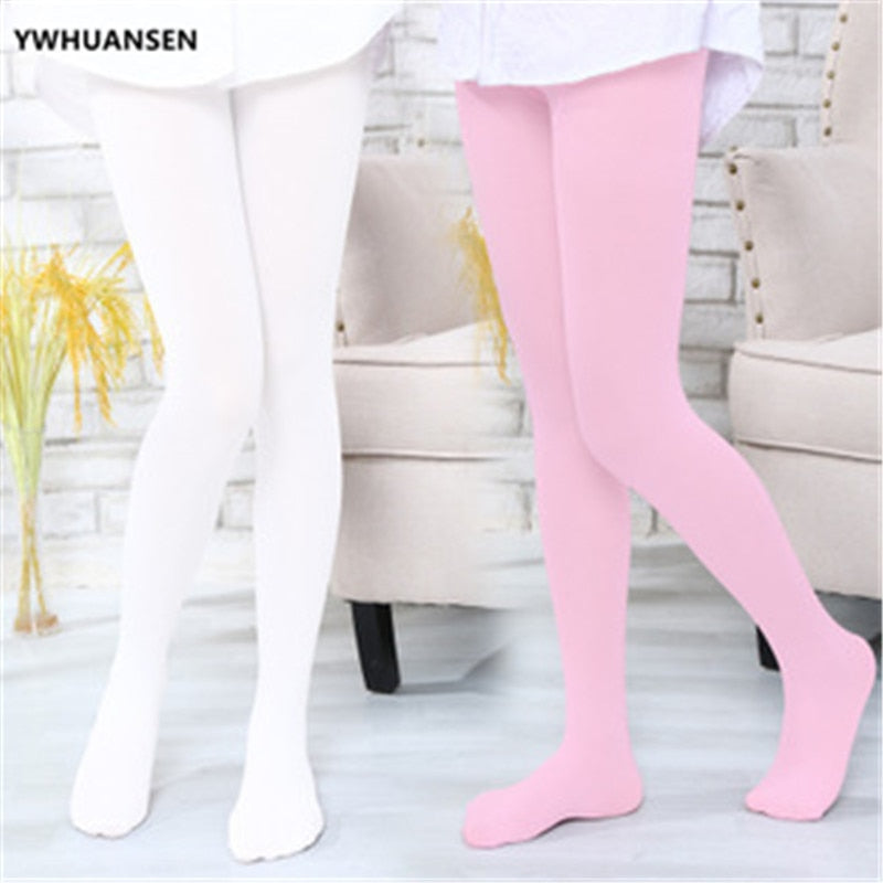 Summer Spring Candy Color Kids Pantyhose Ballet Dance Tights for Girls Stocking Children Velvet Solid White Pantyhose