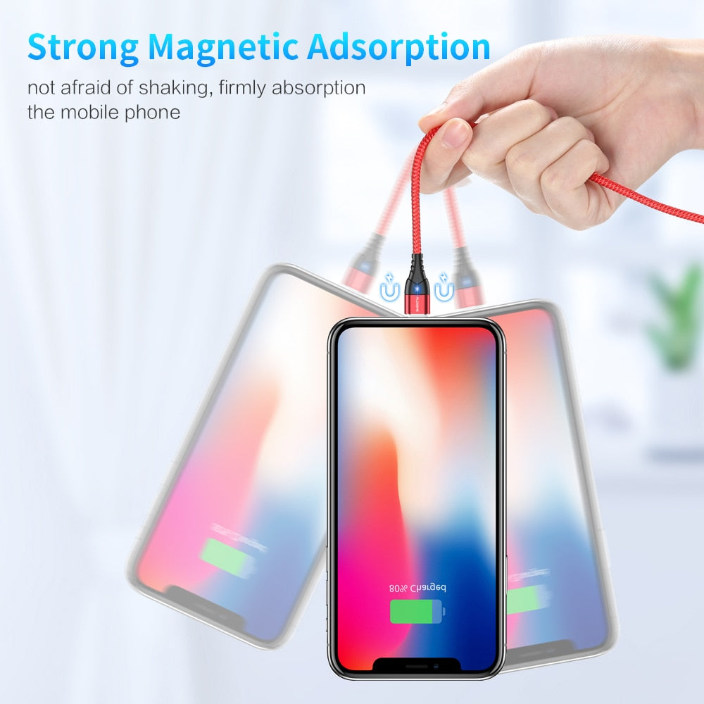 Magnetic Cable Micro USB Type C For iPhone 14 13 Lighting Cable 3A Fast Charging Wire Type-C Magnet Charger Phone Cable