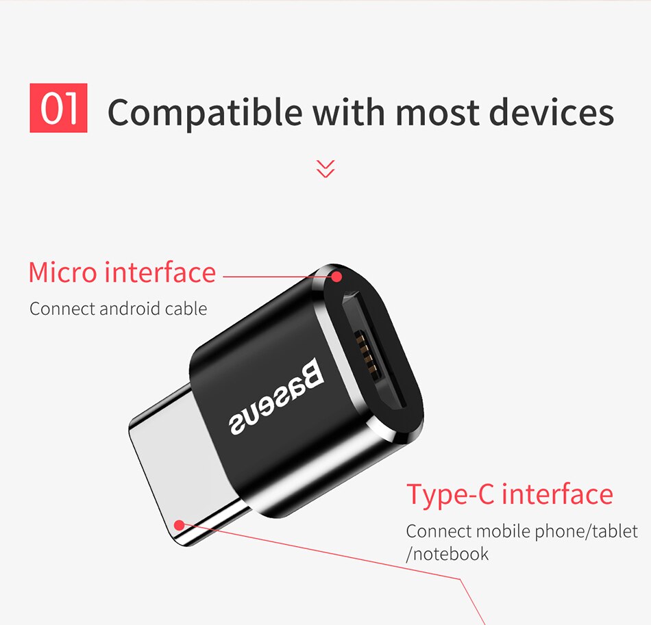 Baseus USB To Type C OTG Adapter USB USB-C Male To Micro USB Type-c Female Converter, OTG Connector