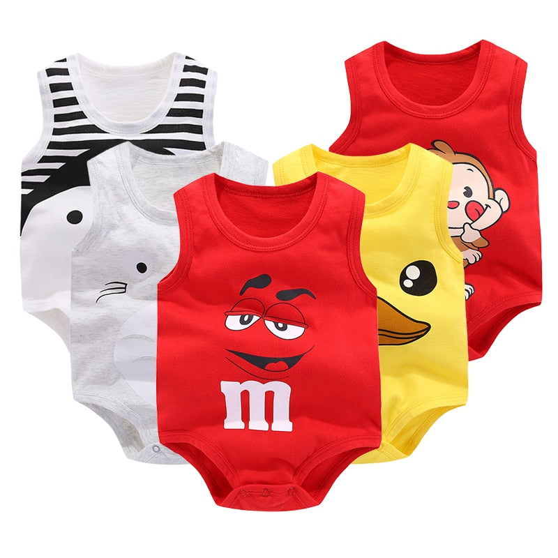 Nouveau-né bébé garçons filles dessin animé coton body infantile bébé sac pet sans manches gilet combinaison été mince pingouin pyjamas tenue