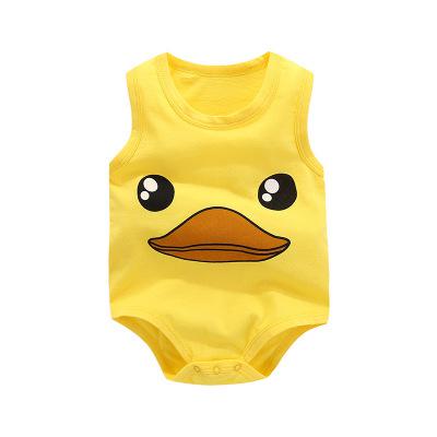 Neugeborenes Baby, Jungen, Mädchen, Cartoon, Baumwolle, Bodysuit, Säuglingsbaby, Tasche, Furz, ärmellose Weste, Overall, Sommer, dünnes Pinguin-Pyjama-Outfit