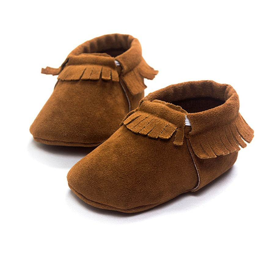 Mocassins bébé nouveau-né en cuir suédé chaussures à semelle souple berceau antidérapant premier marcheur