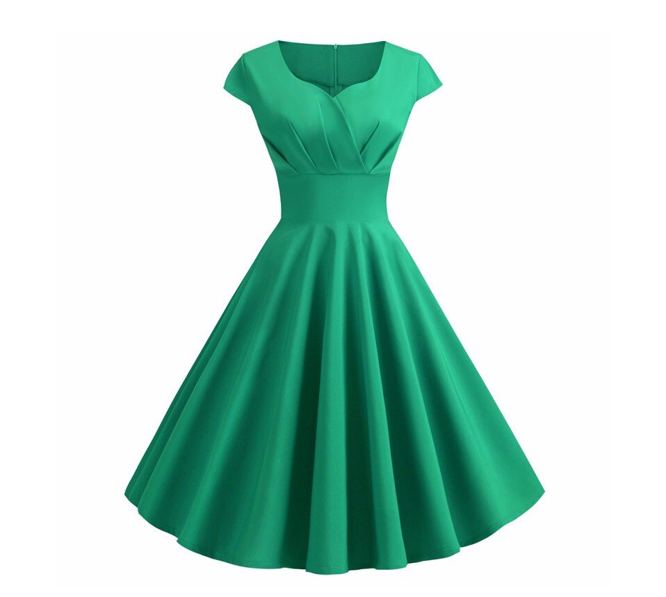 Rosa Sommerkleid Damen V-Ausschnitt Big Swing Vintage Kleid Robe Femme Elegant Retro Pin Up Party Büro Midi Kleider