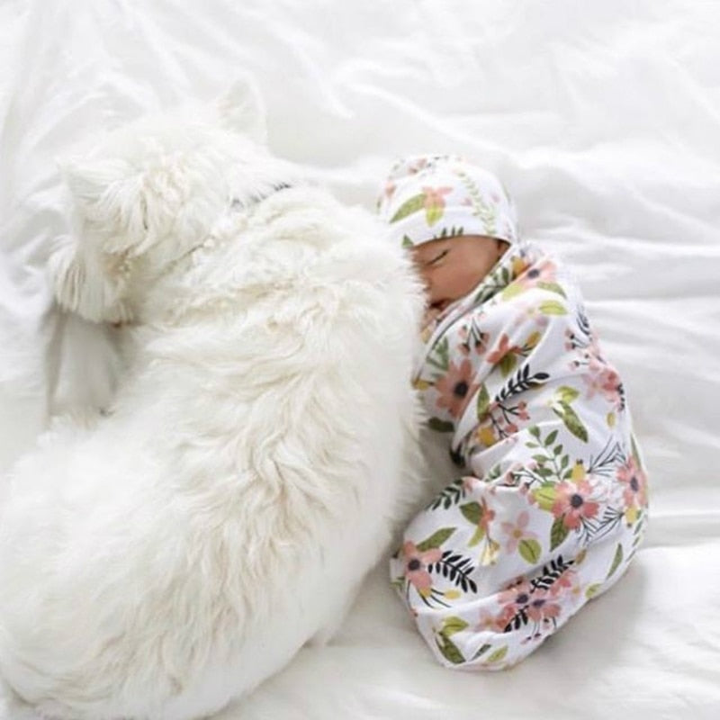 Baby Swaddle Blanket + Cap Newborn Cocoon Wrap Cotton Sack Bedding Swaddling Bag