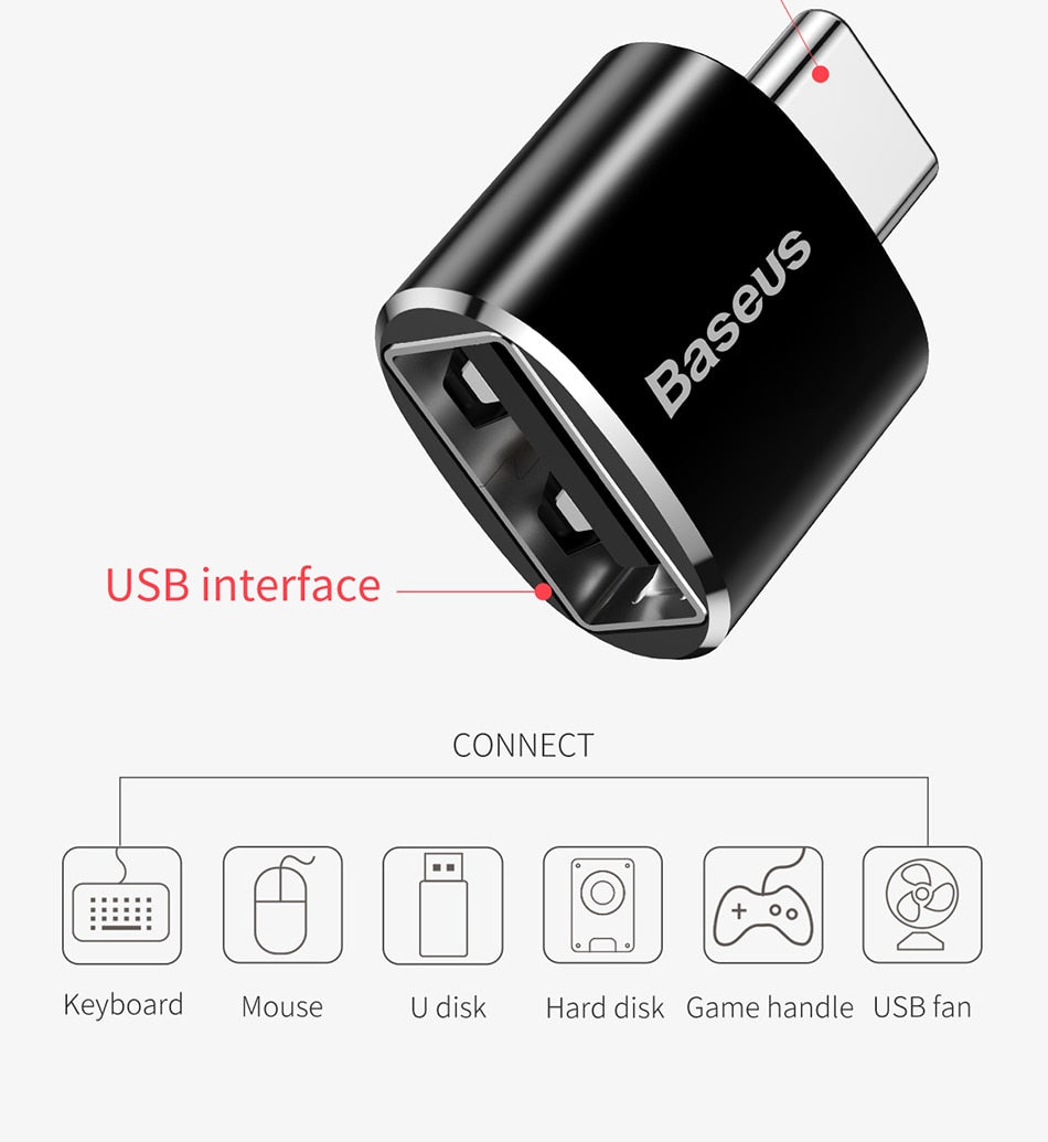 Baseus USB To Type C OTG Adapter USB USB-C Male To Micro USB Type-c Female Converter, OTG Connector