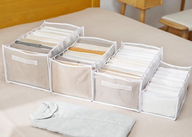 Sweater Clothes Storage Grid Boxes Student Dormitory Wardrobe Closet Drawer Organizer Pants Clothing Separation Box