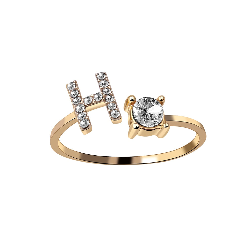 AZ Brief Einstellbare Öffnungsringe Für Frauen Paar Alphabet Name Männer Initialen Ring Männer Hochzeit Finger Schmuck anillos mujer