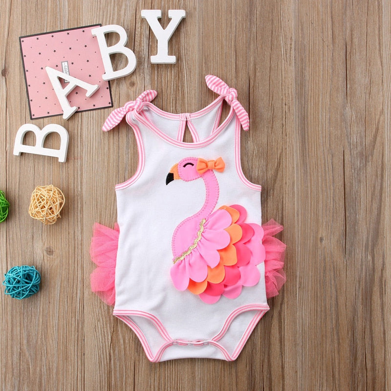 Newborn Baby Girl Romper Clothing Flamingo Flower Bow Romper Jumpsuit Outfits Beachwear Clothes