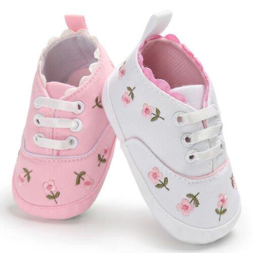 Summer Baby Infant Girl Soft Sole Crib Toddler Canvas Cute Flower Sneaker Shoes