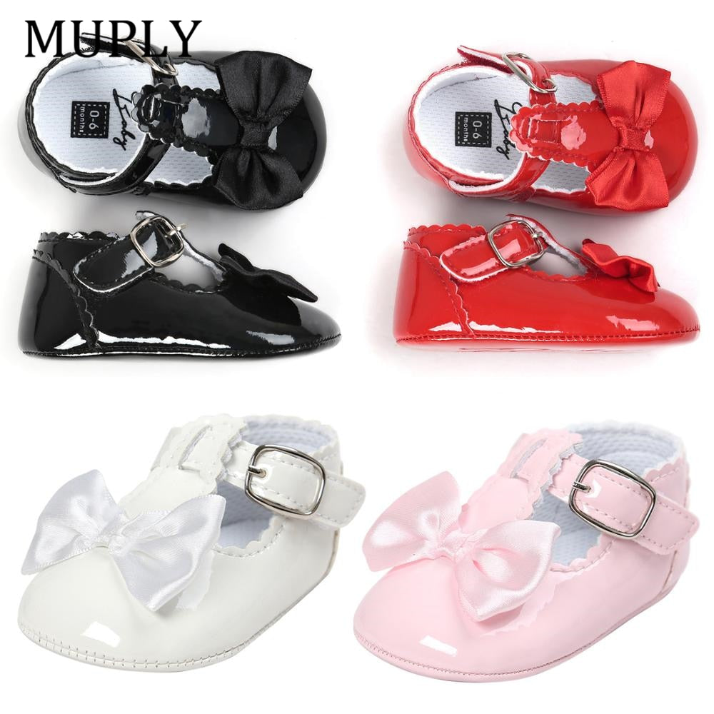 Nouveau-né bébé filles chaussures boucle en cuir premiers marcheurs grand arc été princesse chaussures fête mariage bébé fille chaussures