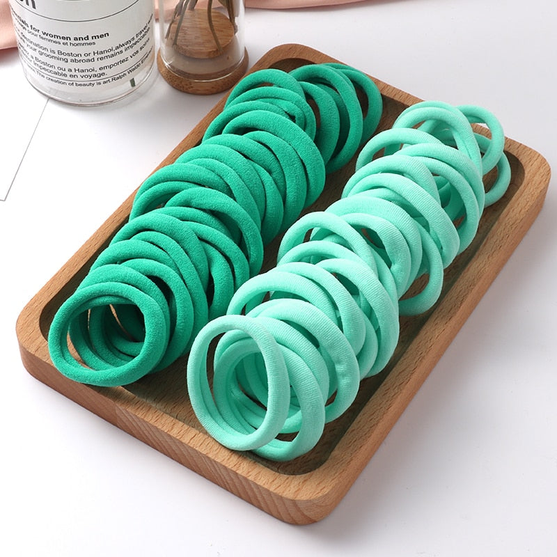 50pcs Girls Solid Color Big Rubber Band, Headwear Elastic Hair Bands, Girl Hair Accessories, Ornaments