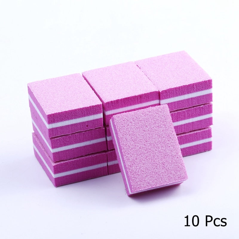 25/50pcs / lot Mini blocs de lime à ongles double face Éponge colorée Vernis à ongles Bandes de tampon de ponçage Outils de manucure de polissage