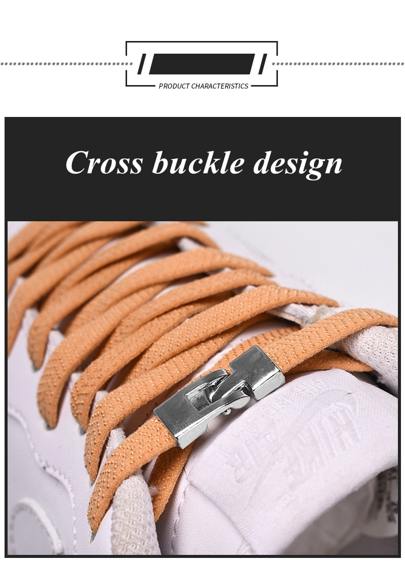 Elastic Cross buckle ShoeLaces, 1 Second Quick No Tie Shoe laces Kids Adult Unisex Sneakers Shoelace Lazy Laces Strings