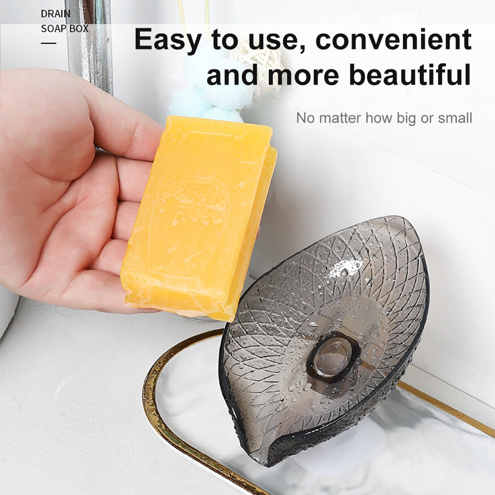 2PCS Suction Cup Soap dish For bathroom Shower Portable Leaf Soap Holder Plastic Sponge Tray For Kitchen Bathroom accessories