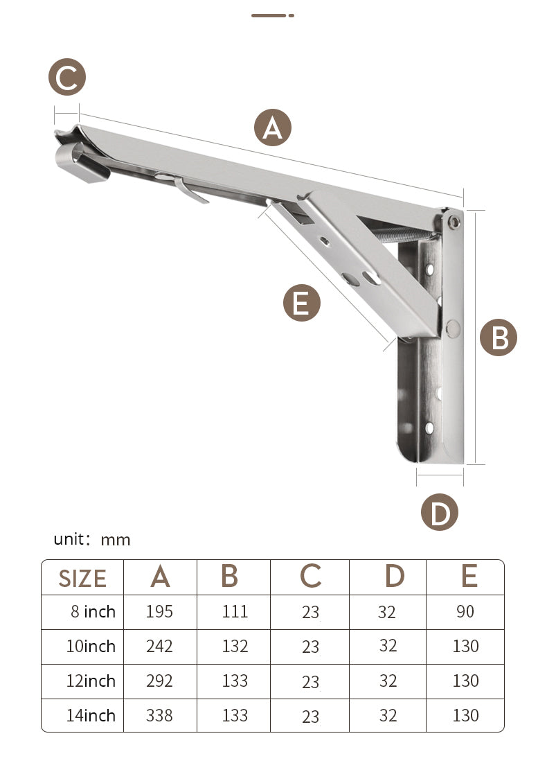 2PCS Triangle Folding Angle Bracket Heavy Support Adjustable Wall Mounted Bench Table Shelf Bracket Furniture Hardware