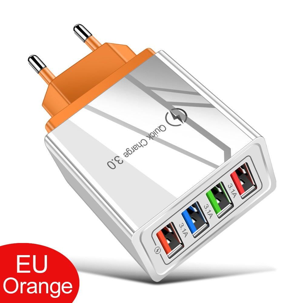 EU / US-Stecker USB-Ladegerät Quick Charge 3.0 für Telefonadapter für iPhone 12 Pro Max Tablet Portable Wall Mobile Charger Fast Charger