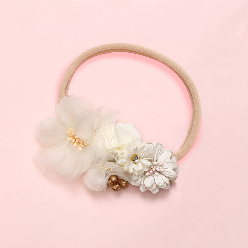 Shiny Fashion Florals Headband Newborn Baby Elastic Princess Hairbands Child Kids Pearl Fresh Style Cute Headwear Gifts